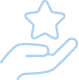 Main ouverte présentant une étoile. Symbole de récompense, qualité ou service premium.