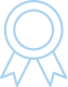 Icône linéaire bleue représentant une médaille ronde avec ses rubans pendants, symbolisant la récompense, l'excellence et la qualité.